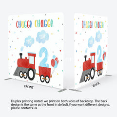 Aperturee - Aperturee Chugga Chugga Red Truck 2nd Birthday Square Backdrop