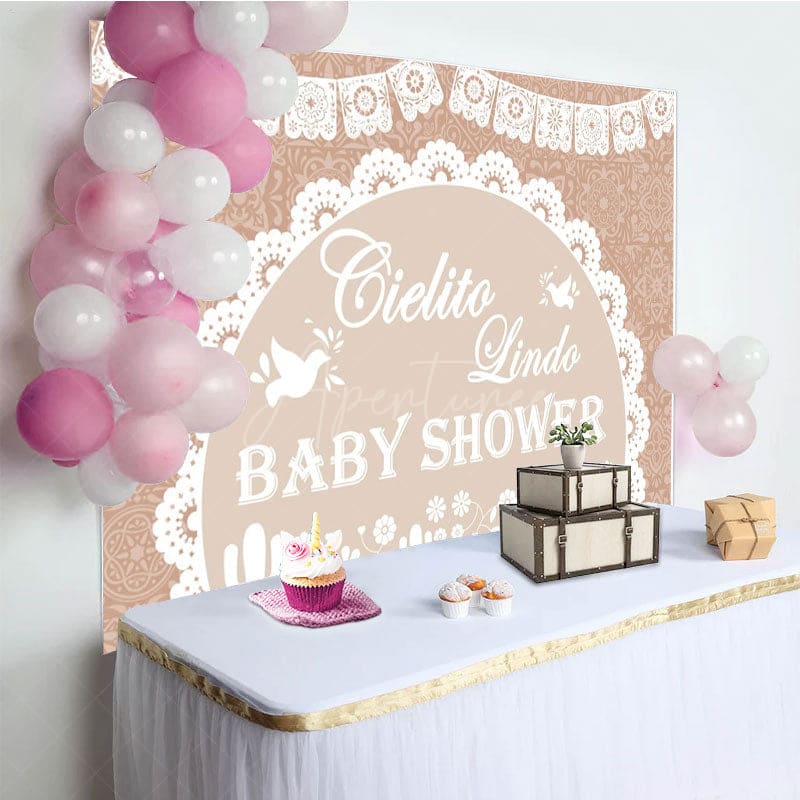 Aperturee - Aperturee Cielito Lindo Dove Mexico Theme Baby Shower Backdrop