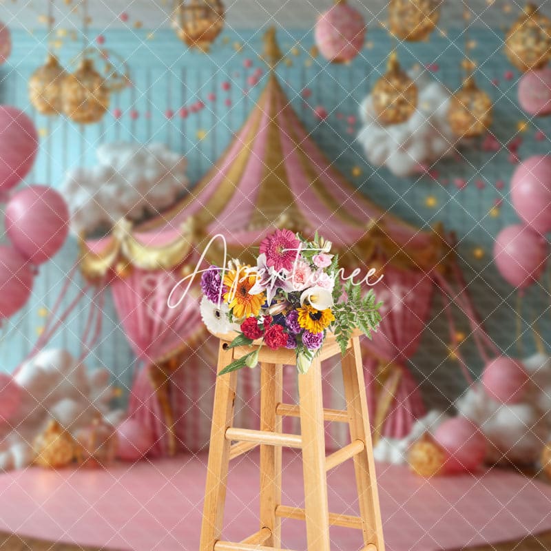 Aperturee - Aperturee Circus Tent Glitter Gold Lights Photography Backdrop