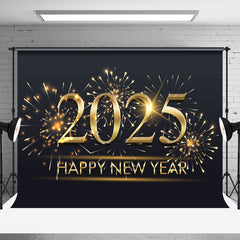 Aperturee - Aperturee Classic Black Gold Simple New Year Holiday Backdrop