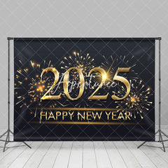 Aperturee - Aperturee Classic Black Gold Simple New Year Holiday Backdrop