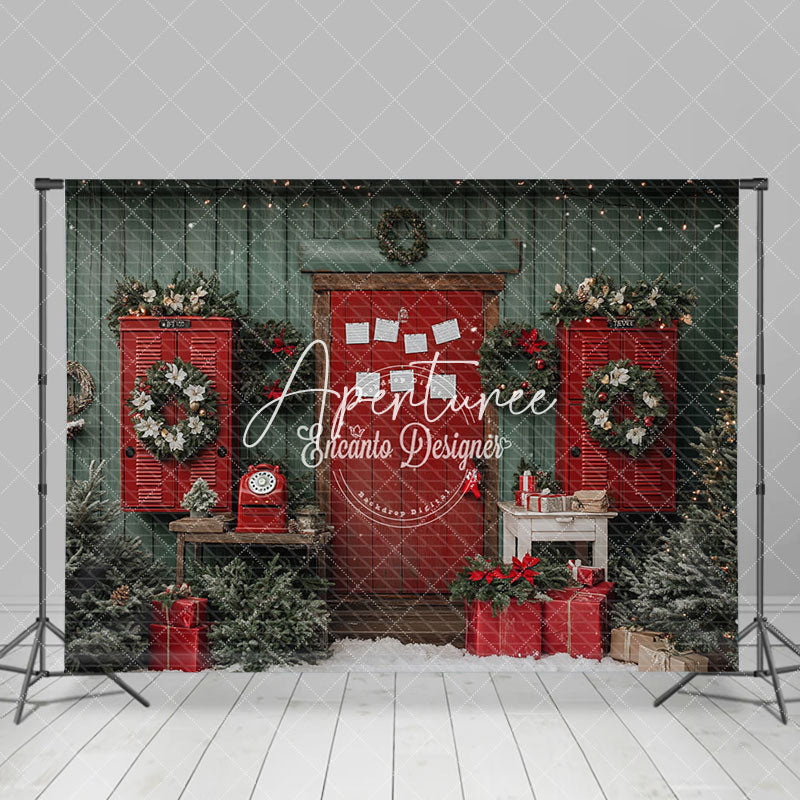 Aperturee - Aperturee Classic Mailbox Post Office Christmas Photo Backdrop