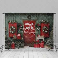 Aperturee - Aperturee Classic Mailbox Post Office Christmas Photo Backdrop