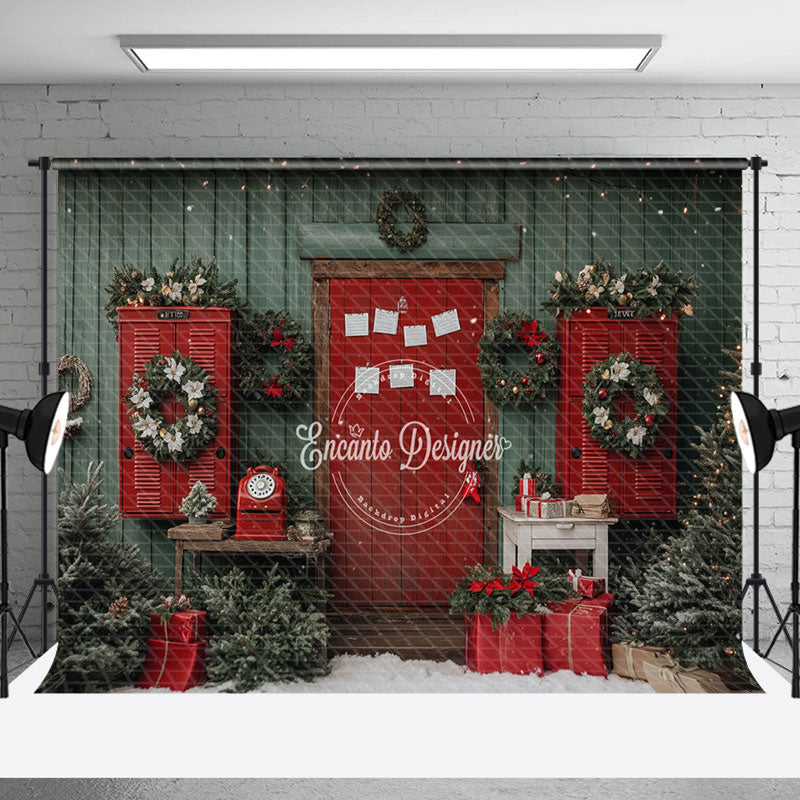 Aperturee - Aperturee Classic Mailbox Post Office Christmas Photo Backdrop