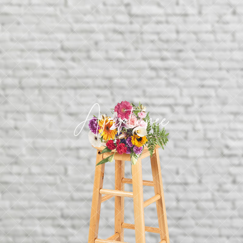 Aperturee - Aperturee Classic Pure White Brick Wall Photography Backdrop