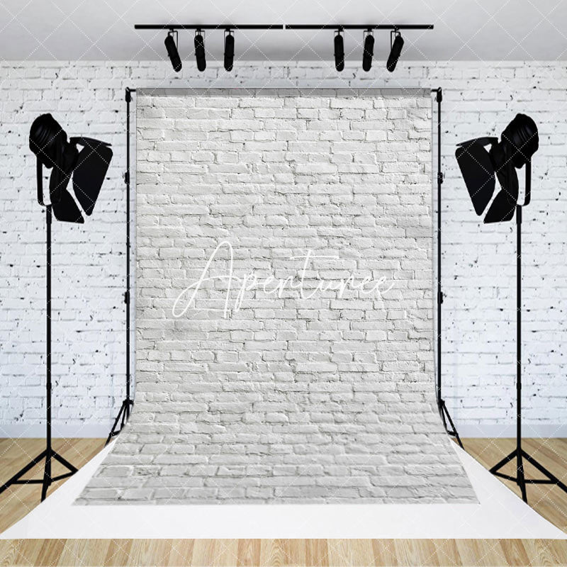 Aperturee - Aperturee Classic Pure White Brick Wall Photography Backdrop