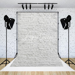 Aperturee - Aperturee Classic Pure White Brick Wall Photography Backdrop