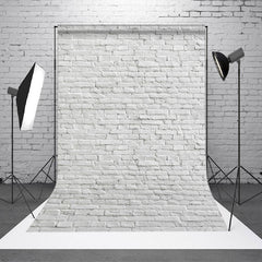 Aperturee - Aperturee Classic Pure White Brick Wall Photography Backdrop