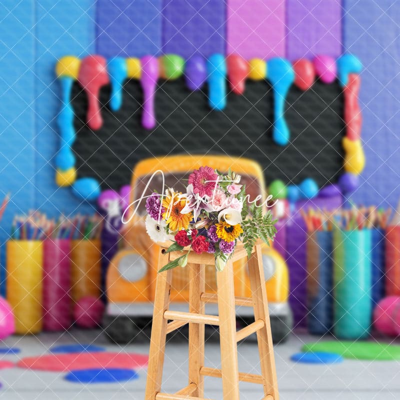 Aperturee - Aperturee Classroom Chalkboard Back To School Backdrop For Photo