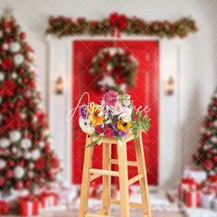 Aperturee - Aperturee Clean Festive White Room Christmas Tree Backdrop