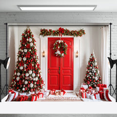 Aperturee - Aperturee Clean Festive White Room Christmas Tree Backdrop