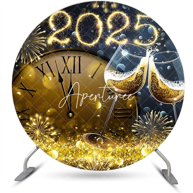 Aperturee - Aperturee Clock Sparkle Cheers 2024 Round New Year Backdrop