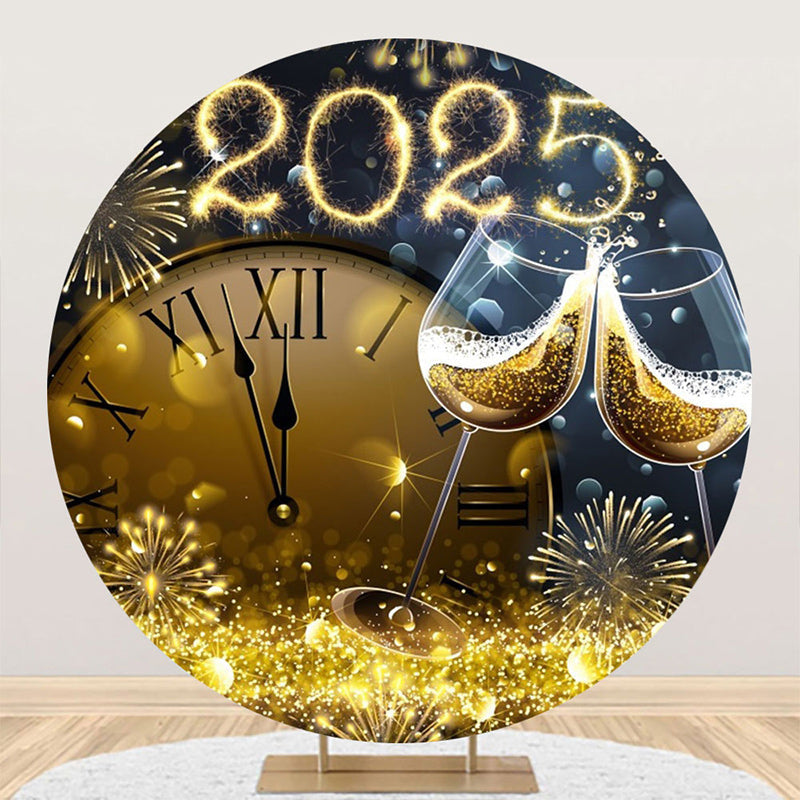 Aperturee - Aperturee Clock Sparkle Cheers 2024 Round New Year Backdrop