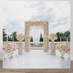 Aperturee - Aperturee Clouds Sky Floral Arch Wedding Pillow Cover Backdrop