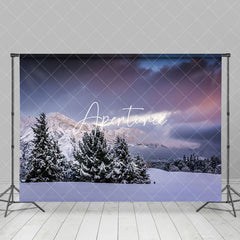 Aperturee - Aperturee Cloudy Sunset Snow Mountain Forest Winter Backdrop