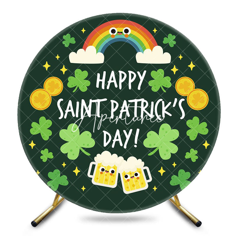 Aperturee - Aperturee Clover Rainbow Beer Round St Patricks Day Backdrop