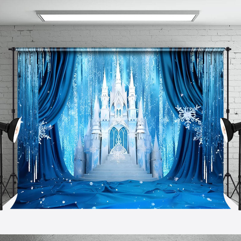 Aperturee - Aperturee Cold Ice World Snowy Winter Castle Cartoon Backdrop