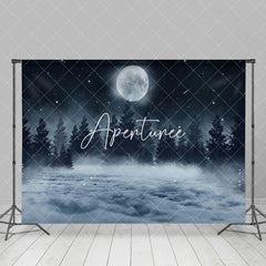 Aperturee - Aperturee Cold Night Moon Forest Snow Winter Photo Backdrop