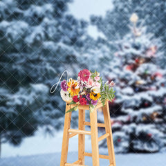 Aperturee - Aperturee Cold Snowy Pine Tree Light Forest Christmas Backdrop