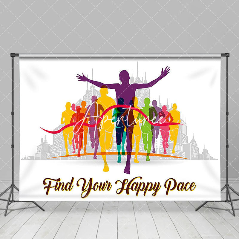 Aperturee - Aperturee Color Athlete Fine Your Happy Pace Marathon Backdrop