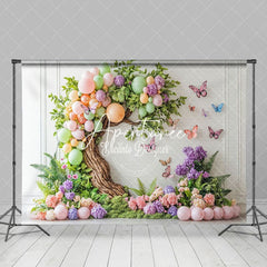 Aperturee - Aperturee Color Balloon Tree Floral Butterfly Cake Smash Backdrop