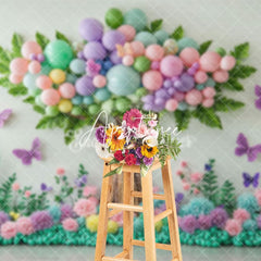 Aperturee - Aperturee Color Balloons Tree Butterfly Cake Smash Backdrop