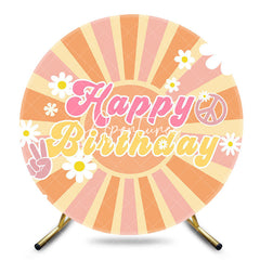 Aperturee - Aperturee Color Boho Sun Groovy Happy Birthday Round Backdrop