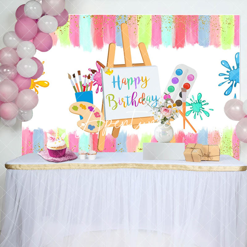 Aperturee - Aperturee Color Brush Artboard Birthday Backdrop for Kids