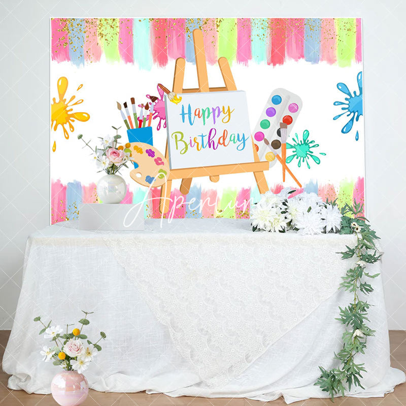 Aperturee - Aperturee Color Brush Artboard Birthday Backdrop for Kids