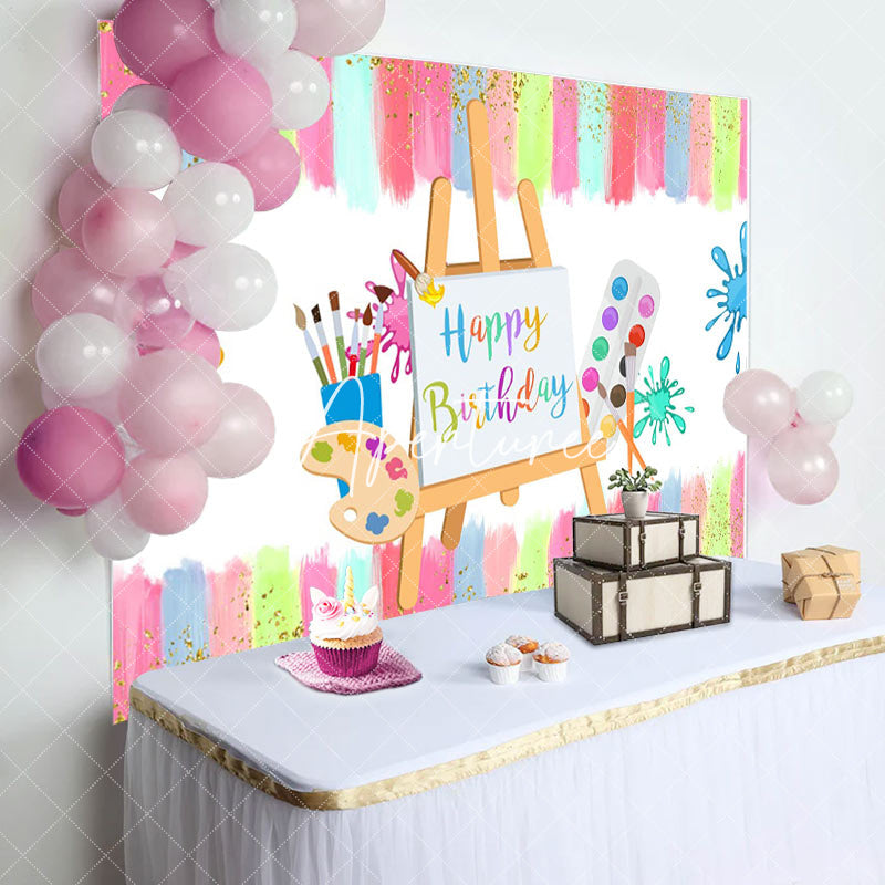 Aperturee - Aperturee Color Brush Artboard Birthday Backdrop for Kids