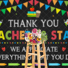 Aperturee - Aperturee Color Flags Black Thank You Teachers Staff Backdrop