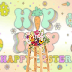 Aperturee - Aperturee Color Groovy Hiphop Egg Bunny Happy Easter Backdrop