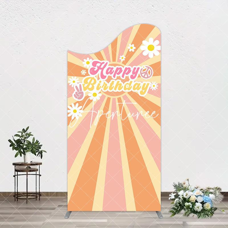 Aperturee - Aperturee Color Groovy Sun Daisy Happy Birthday Arch Backdrop