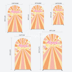 Aperturee - Aperturee Color Groovy Sun Daisy Happy Birthday Arch Backdrop