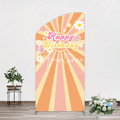 Aperturee - Aperturee Color Groovy Sun Daisy Happy Birthday Arch Backdrop