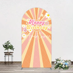 Aperturee - Aperturee Color Groovy Sun Daisy Happy Birthday Arch Backdrop