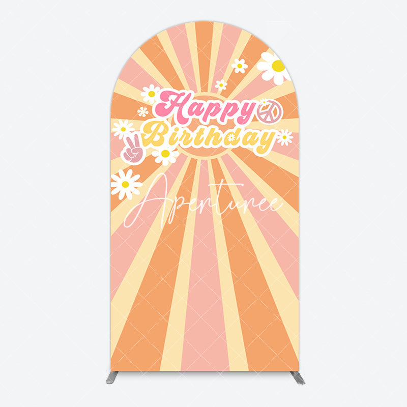 Aperturee - Aperturee Color Groovy Sun Daisy Happy Birthday Arch Backdrop