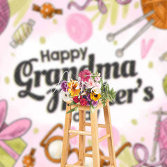 Aperturee - Aperturee Color Knitting Yarn Happy Grandma Mothers Day Backdrop