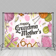 Aperturee - Aperturee Color Knitting Yarn Happy Grandma Mothers Day Backdrop