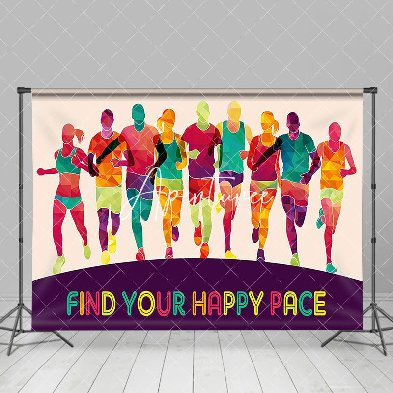 Aperturee - Aperturee Color Marathon Athlete Fine Your Happy Pace Backdrop