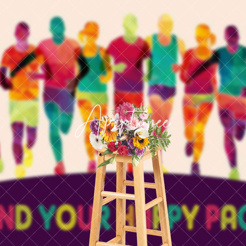 Aperturee - Aperturee Color Marathon Athlete Fine Your Happy Pace Backdrop