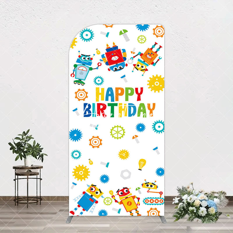 Aperturee - Aperturee Color Measuring Robot Happy Birthday Arch Backdrop