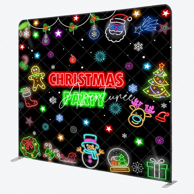 Aperturee - Aperturee Color Neon Snowflake Xmas Party Pillow Case Backdrop