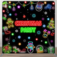 Aperturee - Aperturee Color Neon Snowflake Xmas Party Pillow Case Backdrop