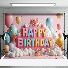 Aperturee - Aperturee Color Ribbons Balloons Cloud Cake Smash Backdrop