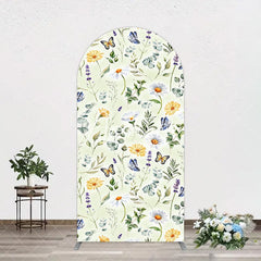 Aperturee - Aperturee Color Spring Floral Butterfly Birthday Arch Backdrop