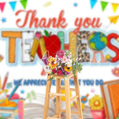 Aperturee - Aperturee Color Stationery Thanks You Teachers Staff Backdrop