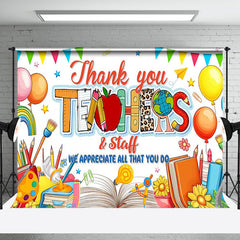 Aperturee - Aperturee Color Stationery Thanks You Teachers Staff Backdrop