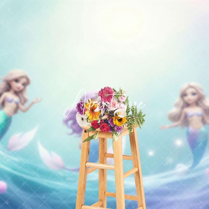 Aperturee - Aperturee Color Undersea Coral Mermaid Cake Smash Backdrop