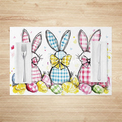 Aperturee - Aperturee Colored Sketch Bunny Eggs Easter Set Of 4 Placemats